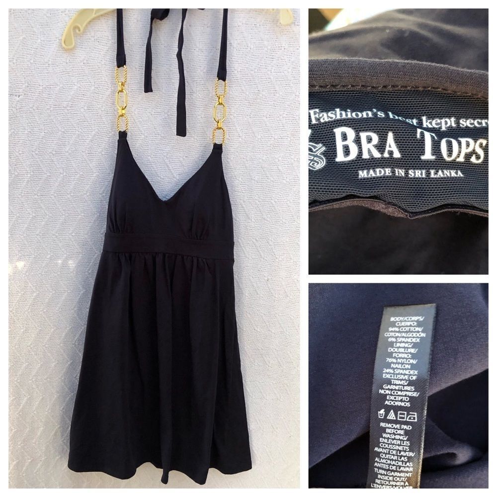 VS Bra‎ Tops Halter Swim Top With Gold Trim - Picture 3 of 10